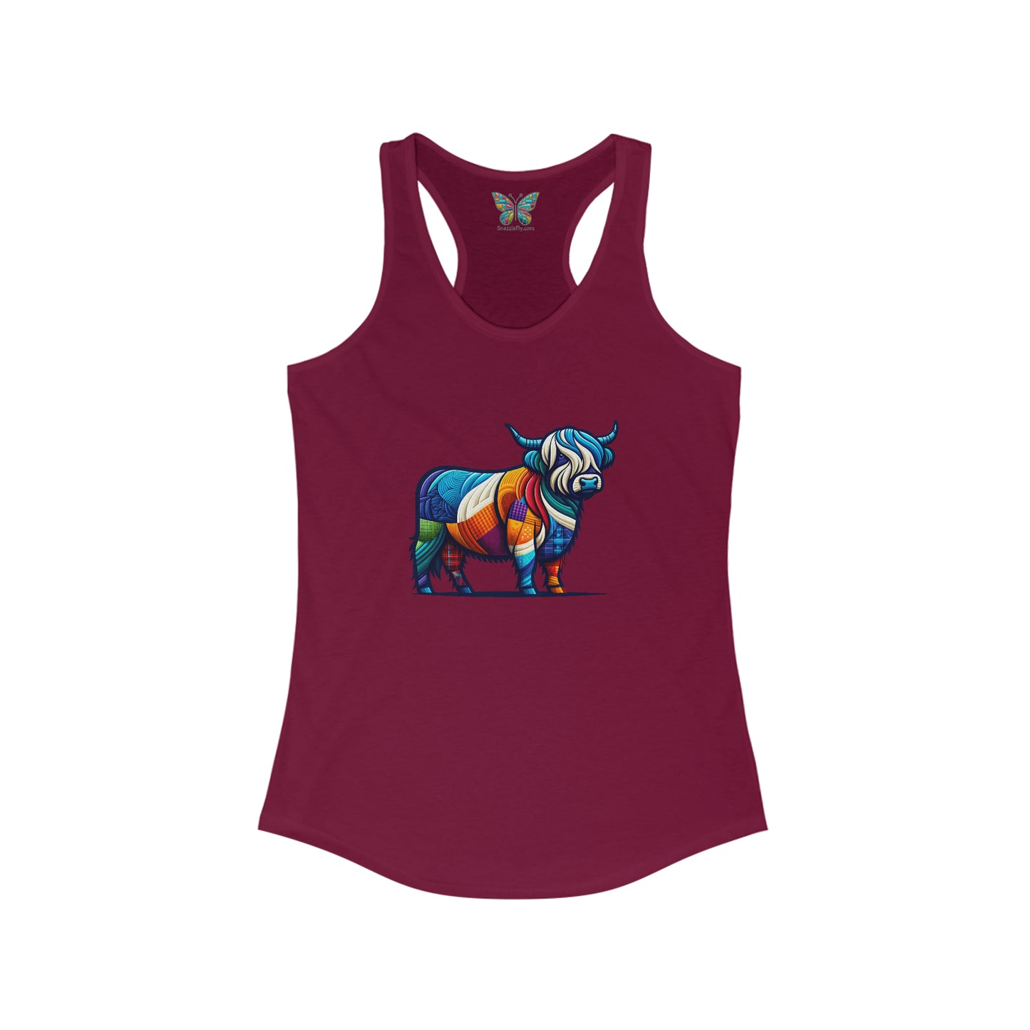 Shaggy Scottish Highland Cow Plaidistry - Women - Snazzle Tank