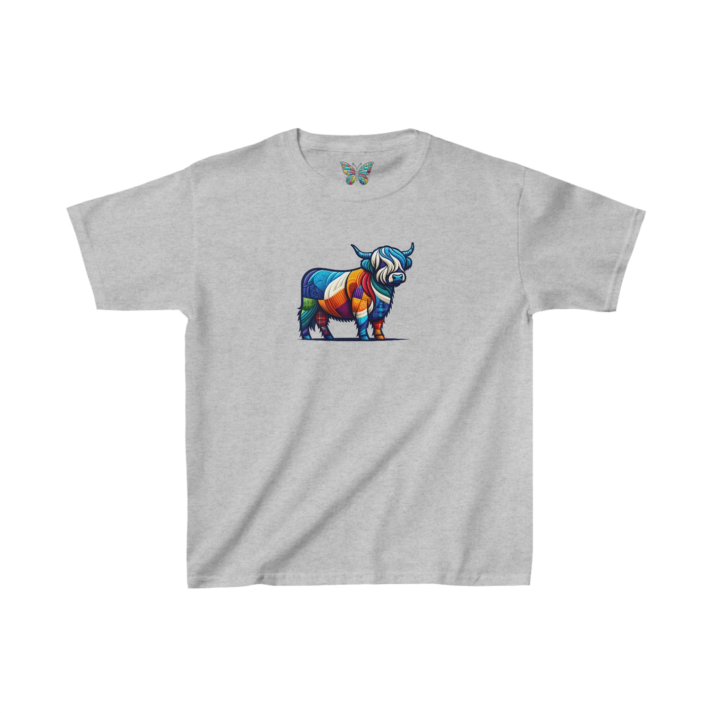 Shaggy Scottish Highland Cow Plaidistry - Youth - Snazzle Tee