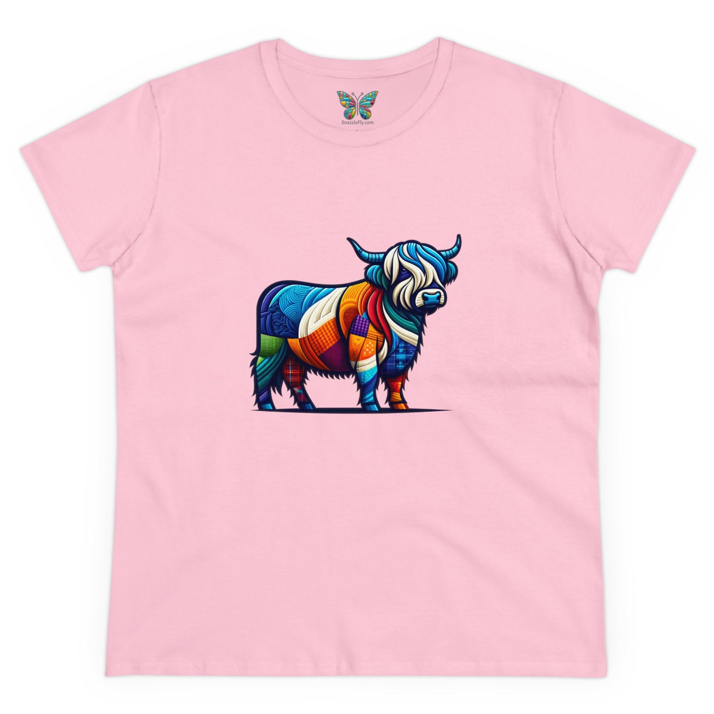 Shaggy Scottish Highland Cow Plaidistry - Women - Snazzle Tee