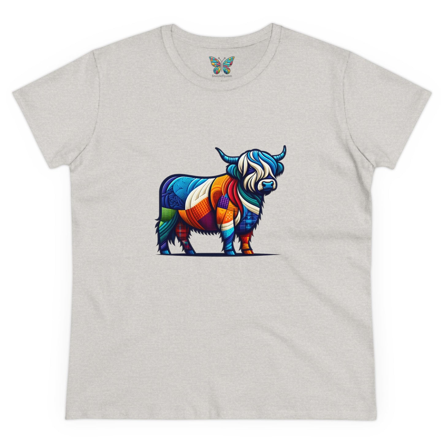 Shaggy Scottish Highland Cow Plaidistry - Women - Snazzle Tee