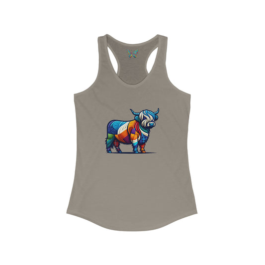 Shaggy Scottish Highland Cow Plaidistry - Women - Snazzle Tank