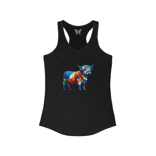 Shaggy Scottish Highland Cow Plaidistry - Women - Snazzle Tank