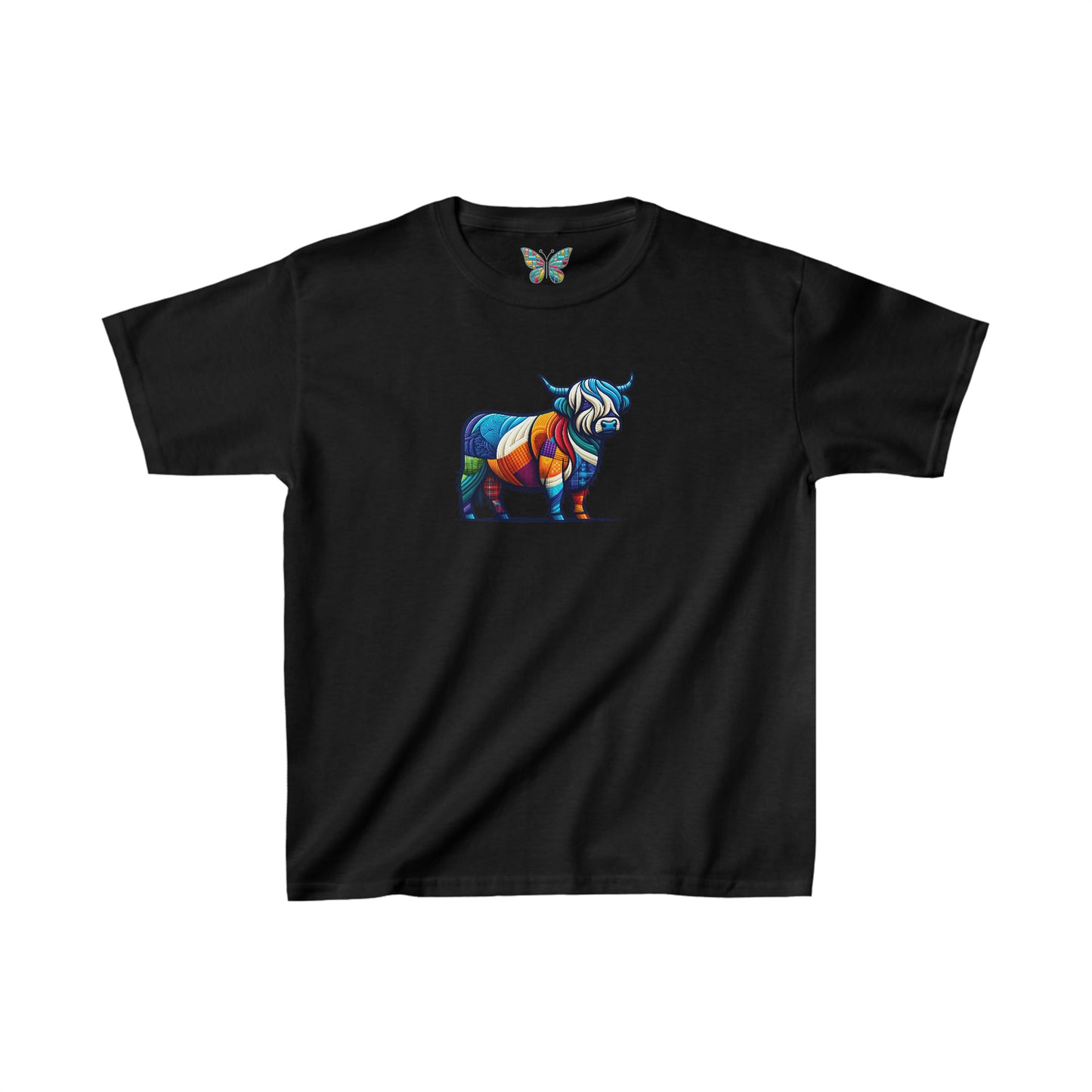 Shaggy Scottish Highland Cow Plaidistry - Youth - Snazzle Tee